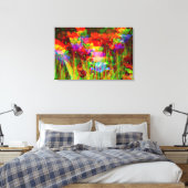 GLITCH ART op bloeiende tulpen op gestrekt canvas Afdruk (Insitu (Slaapkamer))