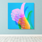 GLITCH ART op de canvas van het goedkeuringssymboo Afdruk (Insitu (Houten vloer))