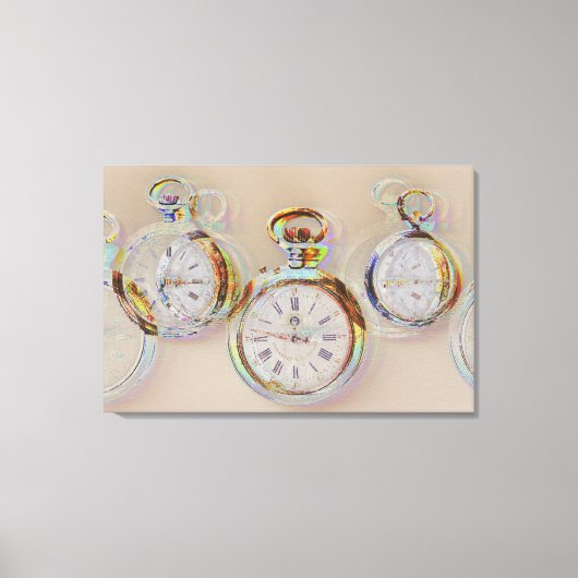 glitch art op set antieke klokken canvas print (Voorkant)