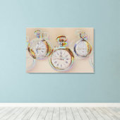 glitch art op set antieke klokken canvas print (Insitu (Houten vloer))