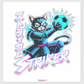 Glitch Art Samurai Striker Cat for gaming console Sticker (Vel)
