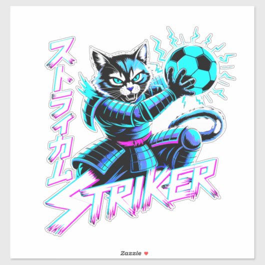 Glitch Art Samurai Striker Cat for gaming console Sticker (Vel)