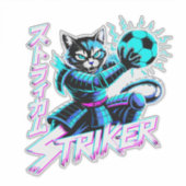 Glitch Art Samurai Striker Cat for gaming console Sticker (Voorkant)