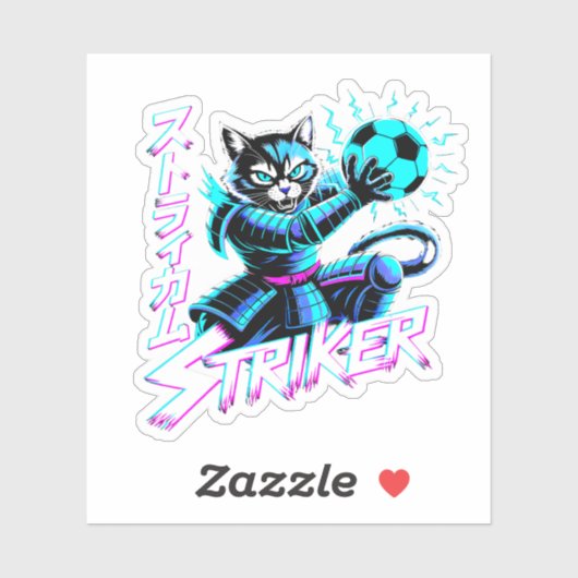 Glitch Art Samurai Striker Cat for gaming console Sticker (Vel)