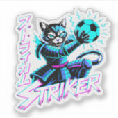 Glitch Art Samurai Striker Cat for gaming console Sticker (Voorkant)