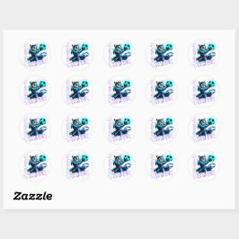 Glitch Art Samurai Striker Kat voor gameconsole Ronde Sticker
