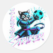 Glitch Art Samurai Striker Kat voor gameconsole Ronde Sticker (Voorkant)