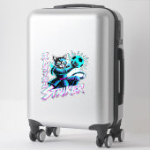 Glitch Art Samurai Striker Kat voor gameconsole Sticker (Koffer)