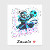 Glitch Art Samurai Striker Kat voor gameconsole Sticker (Vel)