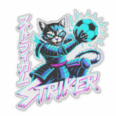 Glitch Art Samurai Striker Kat voor gameconsole Sticker (Voorkant)