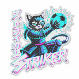 Glitch Art Samurai Striker Kat voor gameconsole Sticker