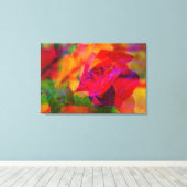 GLITCH ART van een natte roos op canvasprint Canvas Afdruk (Insitu (Houten vloer))