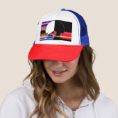 Glitch Contrast Profiles – Pop Art Trucker Cap (In situ)