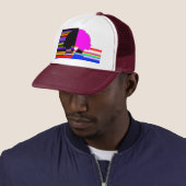 Glitch Dual Profile – Pop Art Trucker Cap (In situ)