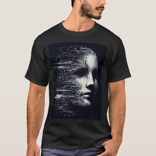 Glitch Essence - Abstract digitaal portret T-shirt (Voorkant)