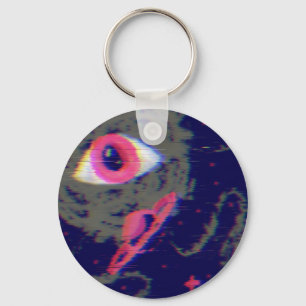 Glitch Esthetische Kosmische Horror Doodle Sleutel Sleutelhanger