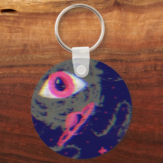 Glitch Esthetische Kosmische Horror Doodle Sleutel Sleutelhanger (Voorkant)