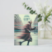 Glitch Funny Schattig Granny Running Briefkaart (Staand voorkant)