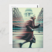 Glitch Funny Schattig Granny Running Briefkaart (Voorkant / Achterkant)
