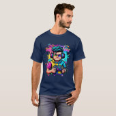 Glitch Gamer T-Shirt Neon Pixel Art Gaming (Voorkant volledig)