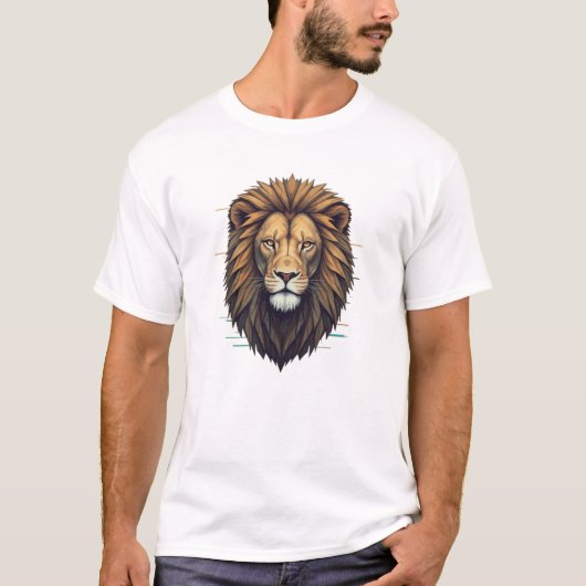 Glitch geometrie: avant-garde leeuw T-shirt (Voorkant)