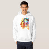 Glitch in Cyborg Woman on a Cozy Long Sleeve White Hoodie (Voorkant volledig)