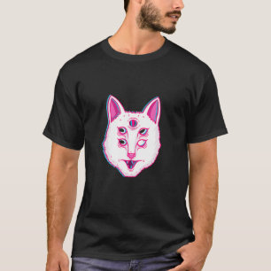 Glitch Kat Lichtgevende Kat Met Ogen T-shirt