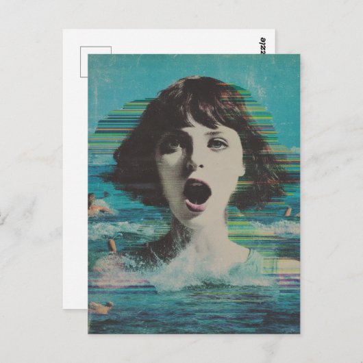 Glitch Lady op het strand Briefkaart (Voorkant / Achterkant)
