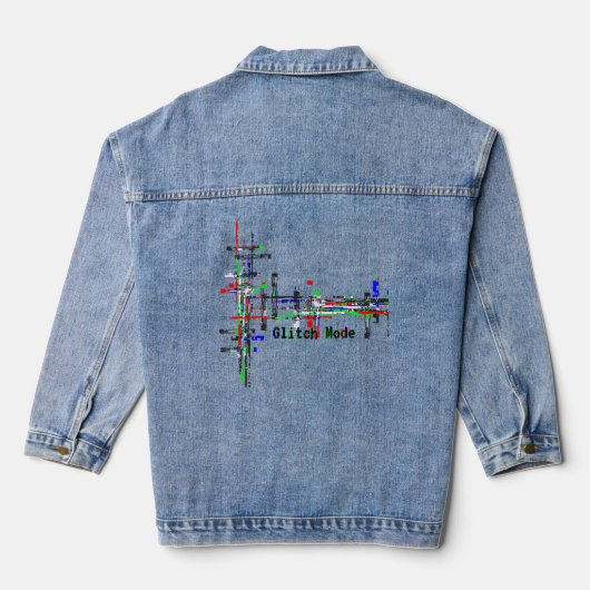 Glitch Mode — Cyberpunk Digitale Glitch Design. Denim Jacket (Achterkant)
