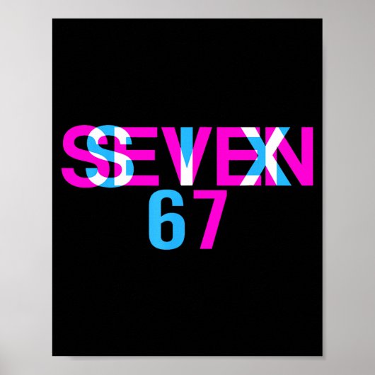 Glitch Optical Illusion Funny Six Seven 67 Meme Ge Poster (Voorkant)