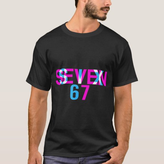 Glitch Optical Illusion Funny Six Seven 67 Meme Ge T-shirt (Voorkant)