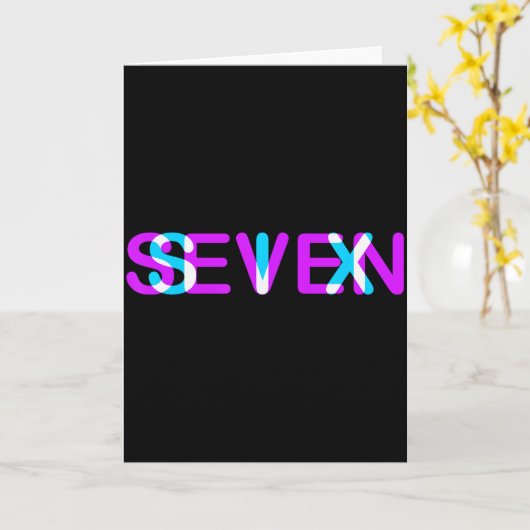 Glitch Optical Illusion Six Seven 6 7 Meme Gen Alp Kaart (Gele Bloem)