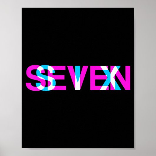 Glitch Optical Illusion Six Seven 6 7 Meme Gen Alp Poster (Voorkant)