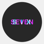 Glitch Optical Illusion Six Seven 6 7 Meme Gen Alp Ronde Sticker (Voorkant)