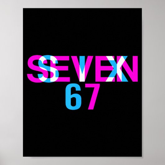 Glitch optische illusie grappig zes zeven 67 meme poster (Voorkant)