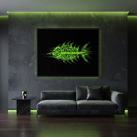 Glitch Pixel Code Fish Wall Art Perfect Poster
