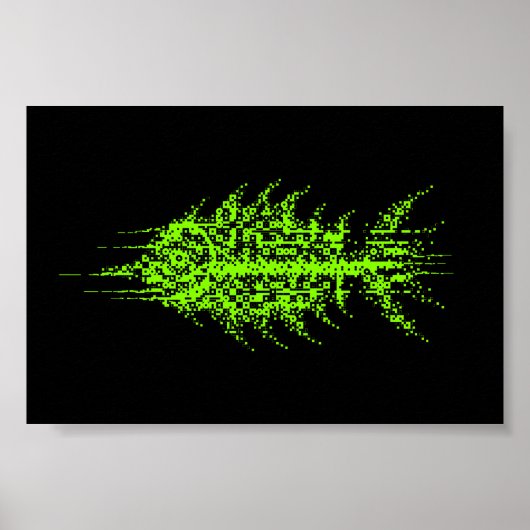 Glitch Pixel Code Fish Wall Art Poster (Voorkant)