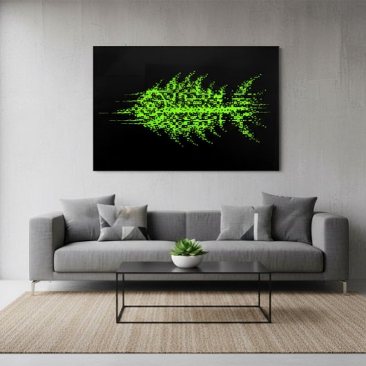 Glitch Pixel Code Fish Wall Art Poster