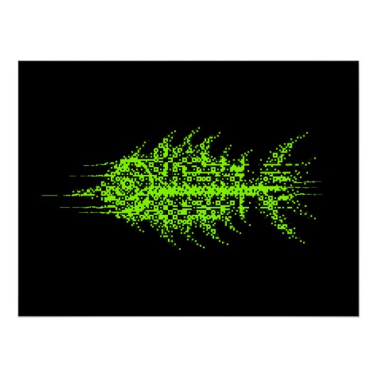 Glitch Pixel Code Vis Muur Kunst Perfect Poster (Voorkant)