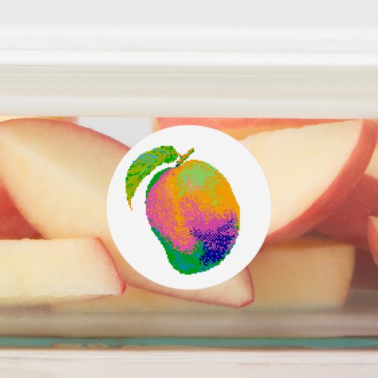 Glitch Pixel Fruit Kunst Labels (Aangebracht)