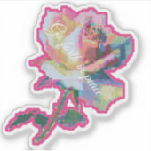 Glitch Pixel Roze Bloem Sticker Ontwerp (Voorkant)