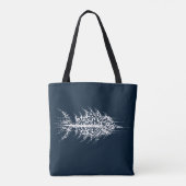 Glitch Pixel White Fish Tote Bag (Achterkant)