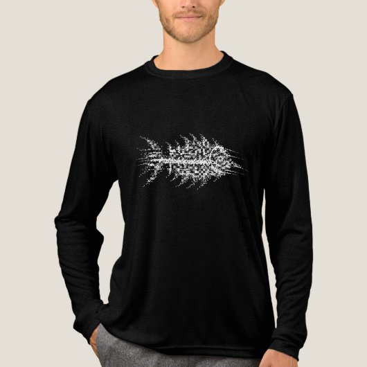 Glitch Pixel White Fish  Tri-Blend Shirt (Voorkant volledig)