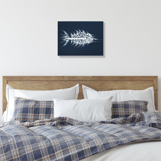 Glitch Pixel White Fish Wall Art Canvas Afdruk (Insitu (Slaapkamer))
