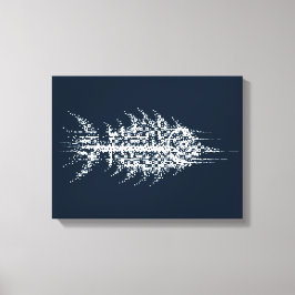 Glitch Pixel White Fish Wall Art Canvas Afdruk