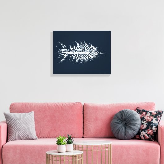 Glitch Pixel White Fish Wall Art Canvas Afdruk (Insitu (Woonkamer))