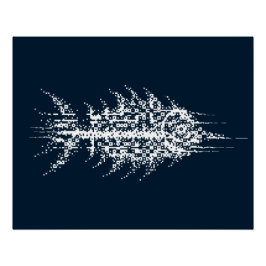 Glitch Pixel White Fish Wall Art Perfect Poster