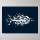 Glitch Pixel Witte Vis Muurkunst Poster (Voorkant)