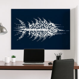 Glitch Pixel Witte Vis Muurkunst Poster