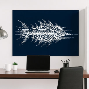 Glitch Pixel Witte Vis Muurkunst Poster